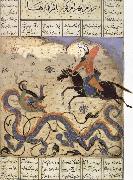 unknow artist Prince Bahram i Gor slays the Dragon oil painting on canvas